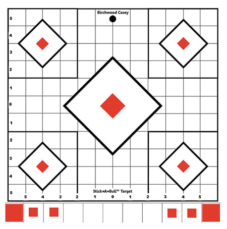 Birchwood Casey Stick-A-Bull 12" Sight-In 5-Diamond Self-Adhesive Paper Targets 5 Pack