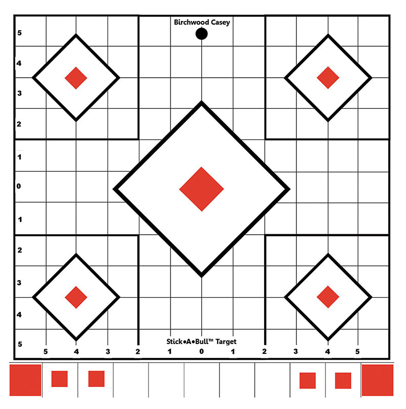 Birchwood Casey Stick-A-Bull 12" Sight-In 5-Diamond Self-Adhesive Paper Targets 5 Pack
