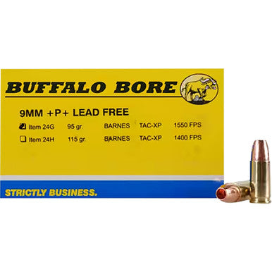 Buffalo Bore 9mm Luger/Parabellum 24G20 +P Barnes TAC-XP Lead Free 95 Grain