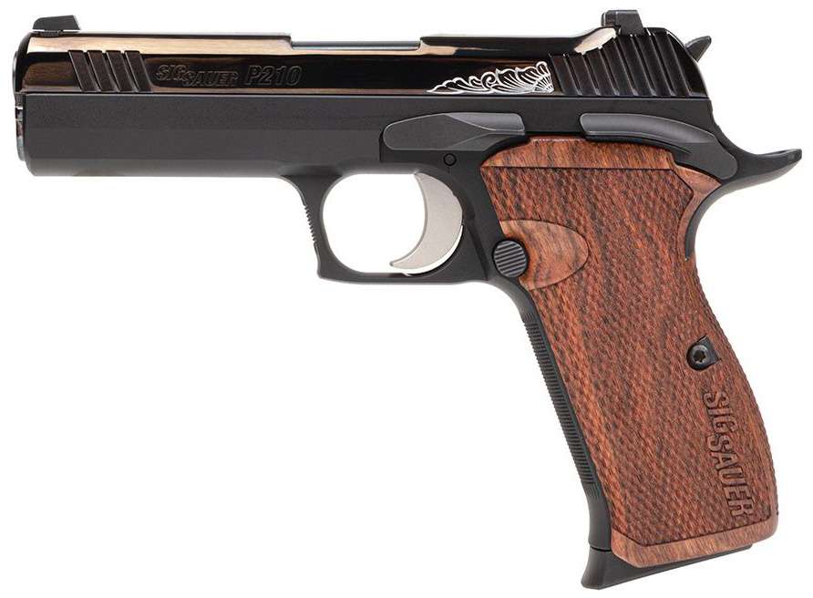 SIG SAUER P210 Carry Custom Works 9mm Pistol - Polished Slide with Engraved Scrollwork
