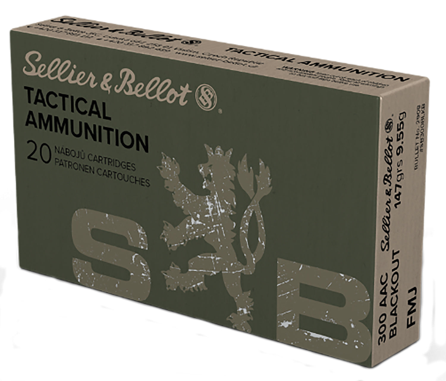 Sellier & Bellot (S&B) .300 AAC Blackout SB300BLKB Tactical Full Metal Jacket FMJ 147 Grain