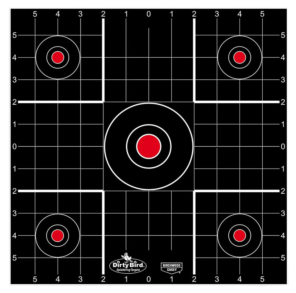 Birchwood Casey Dirty Bird 12" Bullseye Hanging Paper Target Black/Red White Splatter 12 Count
