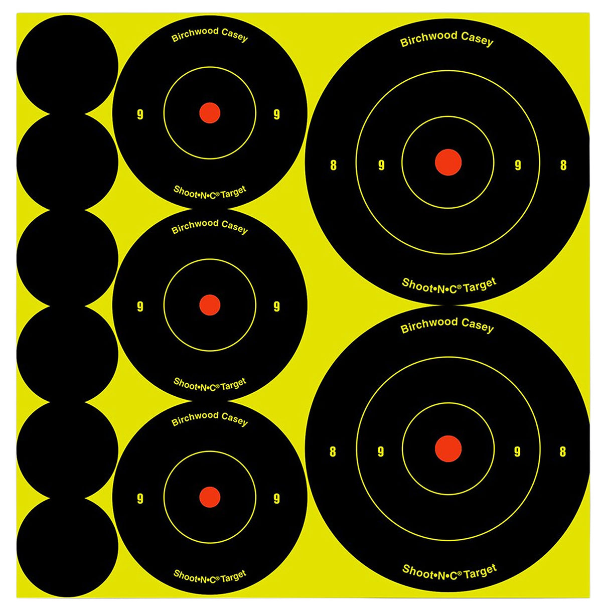 Birchwood Casey Shoot-N-C Reactive Target Variety Pack 132 Self-Adhesive Bullseye Targets Black/Yellow