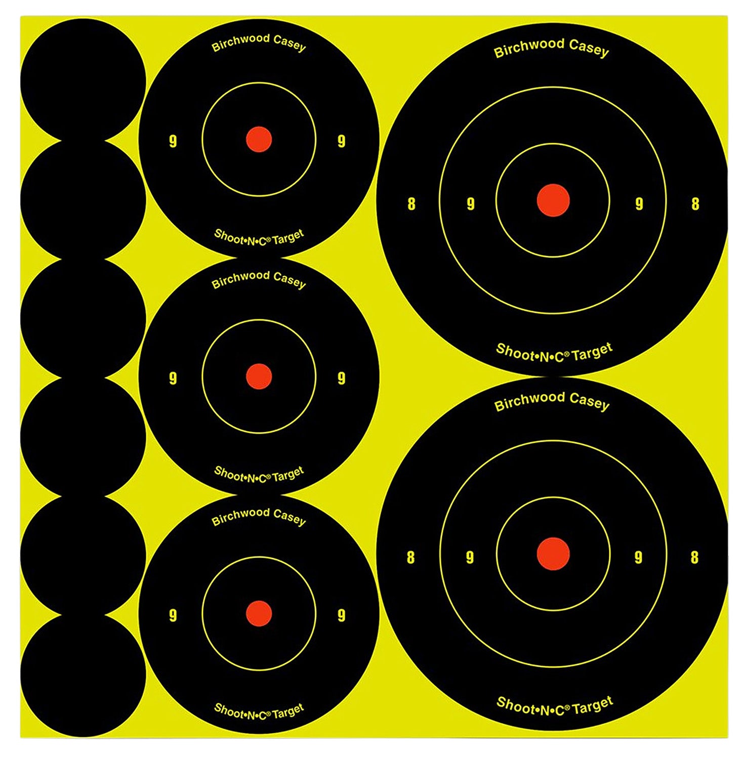 Birchwood Casey Shoot-N-C Reactive Target Variety Pack 132 Self-Adhesive Bullseye Targets Black/Yellow
