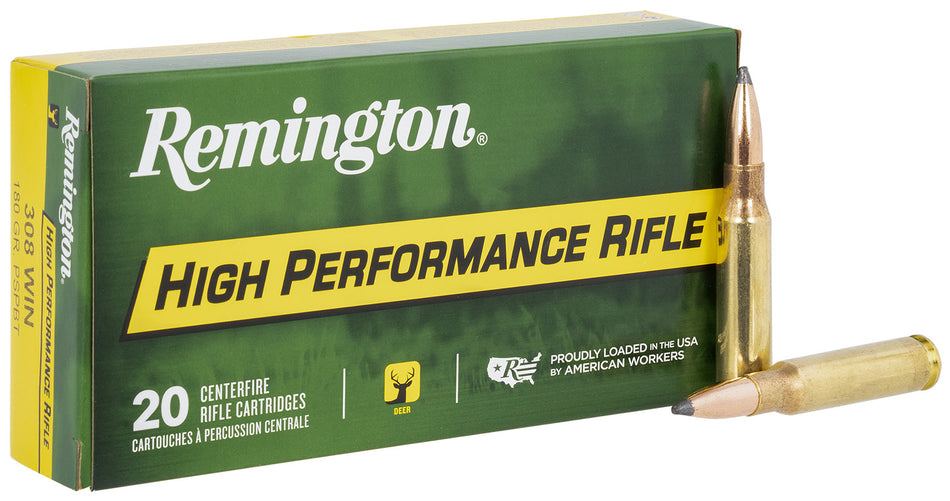 Remington .308 Win / 7.62x51mm R21473 High Performance Pointed Soft Point Boat Tail 180 Grain