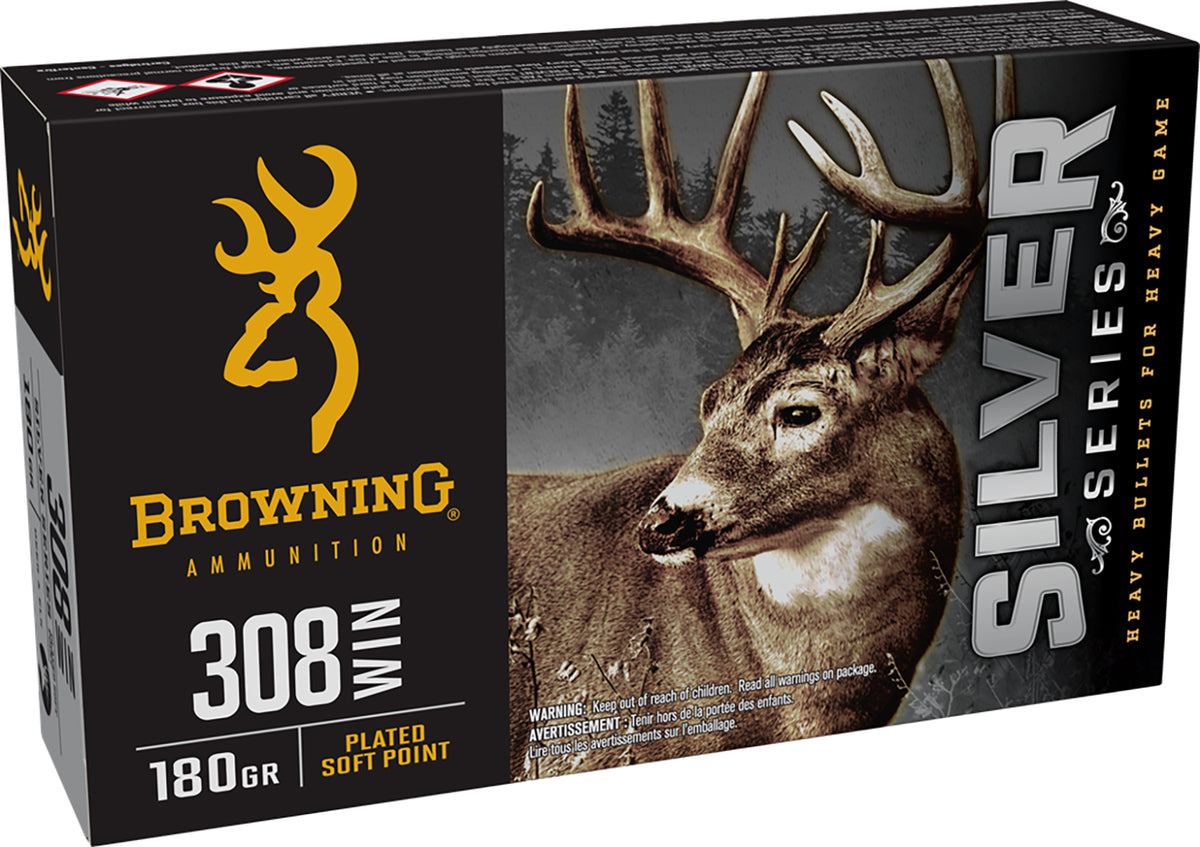 Browning .308 Win / 7.62x51mm B192603081 Silver Plated Soft Point 180 Grain