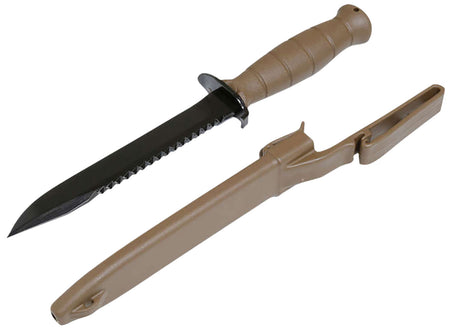 Glock Field Survival Knife KDO39179 7" Clip Point Carbon Steel with Saw, FDE Polymer Handle Clamshell