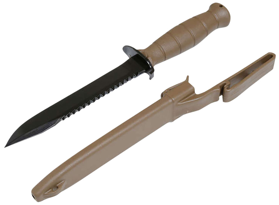 Glock Field Survival Knife KDO39179 7" Clip Point Carbon Steel with Saw, FDE Polymer Handle Clamshell