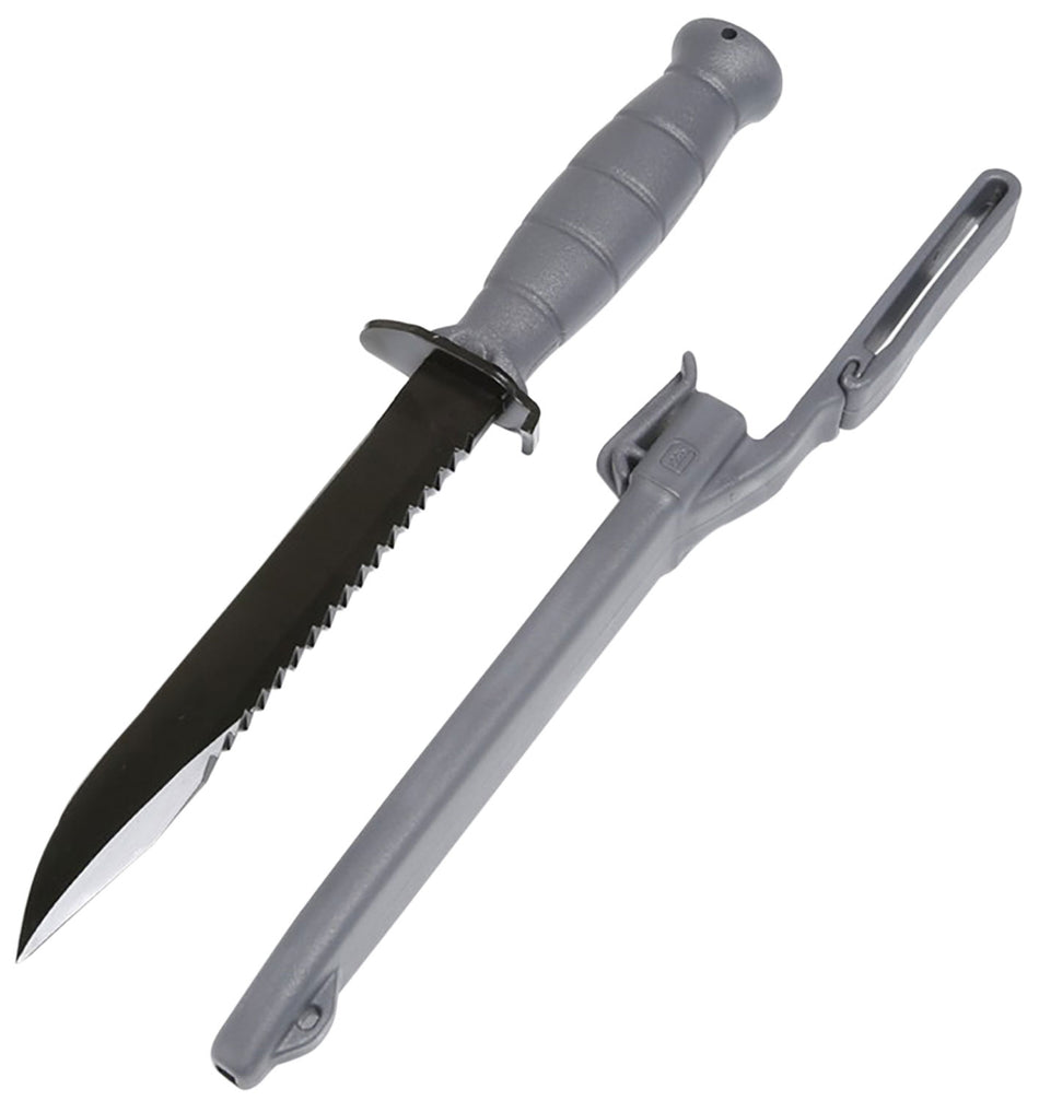 Glock Field Survival Knife KG039180 7" Clip Point Carbon Steel with Saw, Gray Polymer Handle Clamshell