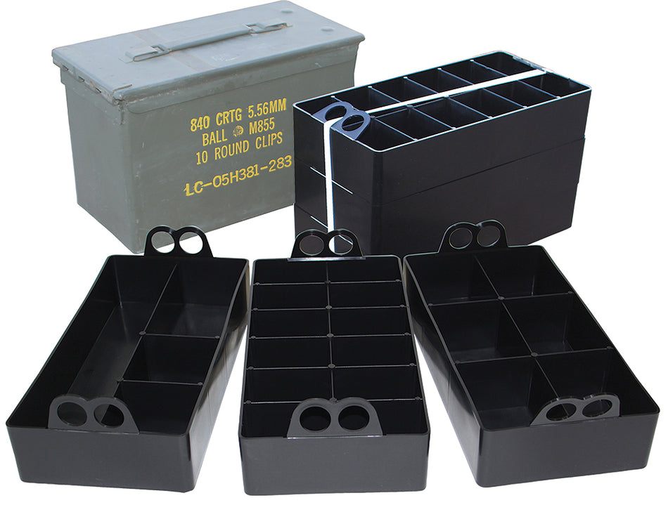 MTM Case-Gard ACO Black Polypropylene Ammo Can Organizer with Stacking Trays