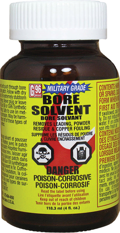 G96 Bore Solvent Military Grade 4oz Jar - Removes Leading and Copper Fouling