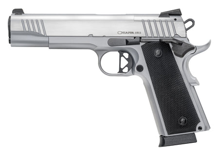 Chiappa Firearms 440234 1911 Superior Full-Size 45 ACP 8+1 5in Chrome Optic-Ready Slide & Frame, Walnut Grip, RMR/RMSc Footprint