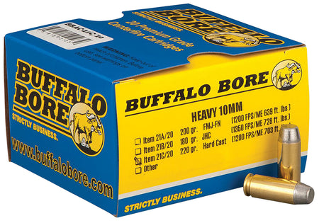 Buffalo Bore 10mm Auto 21C20 Outdoorsman Hard Cast Flat Nose 220 Grain