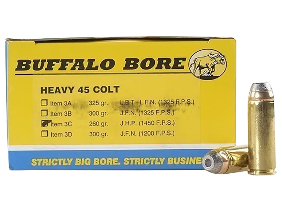 Buffalo Bore .45 Long Colt 3C20 Heavy Jacketed Hollow Point JHP 260 Grain