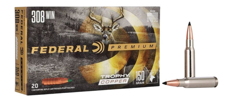 Federal .308 Win / 7.62x51mm P308TC3 Premium Trophy Copper 150 Grain