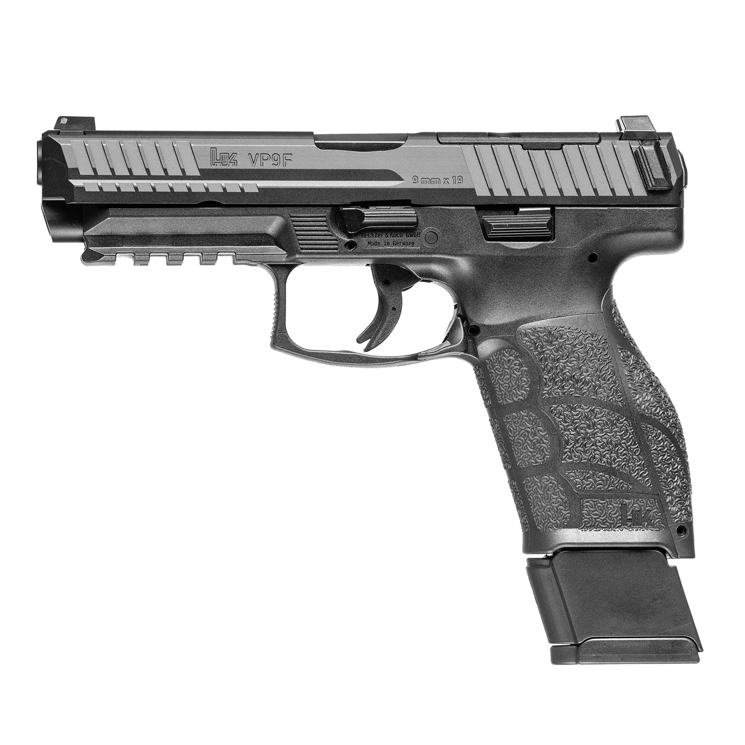 HK 81001064 VP9A1 Full Size 9mm Luger 20+1 4.53" Barrel, Black Steel Optic Ready/Serrated Slide, Black Polymer Frame w/Picatinny Rail, Interchangeable Backstrap Grip, Ambidextrous