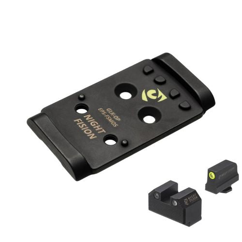 Night Fision EPS Optic Mounting Plate with Night Sight Set for Glock Full Size MOS