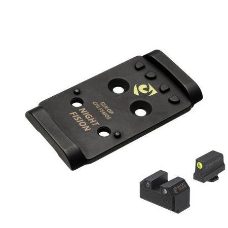 Night Fision EPS Optic Mounting Plate with Night Sight Set for Glock Full Size MOS