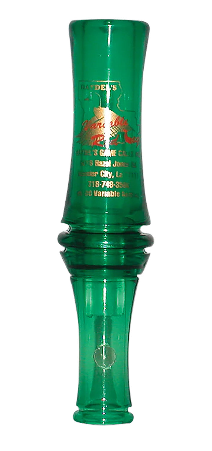 Haydel's VR00 Variable Tone Redleg Mallard Call - Dual Sound Double Reed Duck Call, Green Plastic