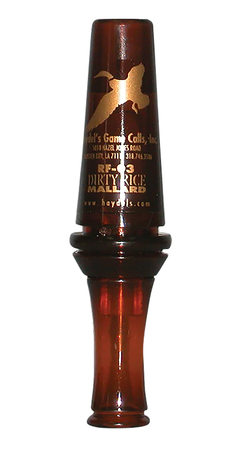 Haydel's RF03 Dirty Rice Double Reed Duck Call - Cajun Squeal Mallard Sounds with Lanyard, Brown Plastic