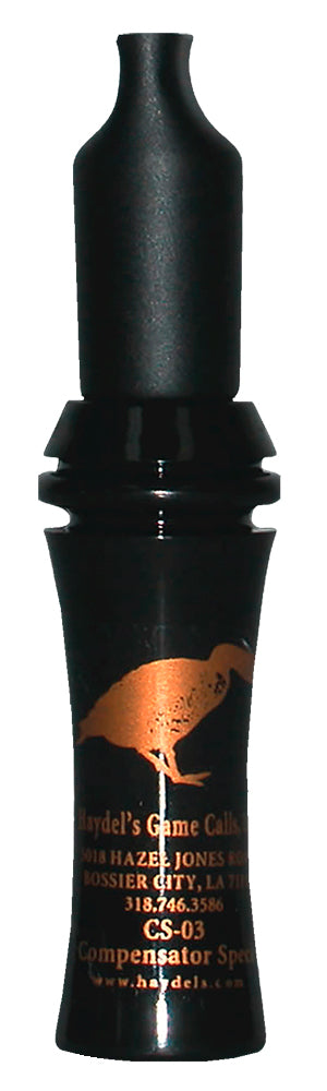 Haydel's CS03 Compensator Speck Goose Call - Two-Finger Yodel Open Call, Black Acrylic