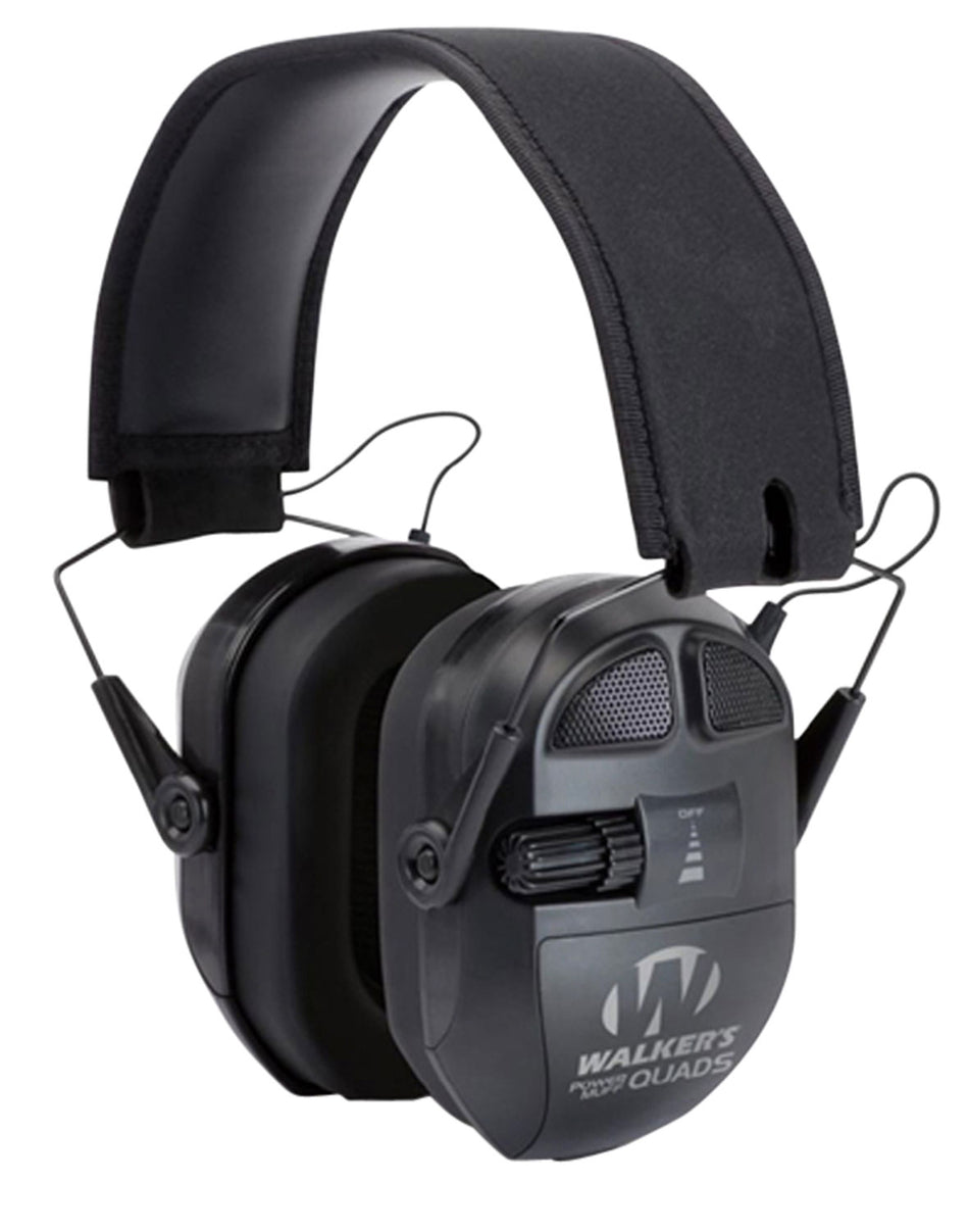 Walker's GWPXPMQB Electronic Quad Muff 26 dB Over-the-Head Black Folding Design
