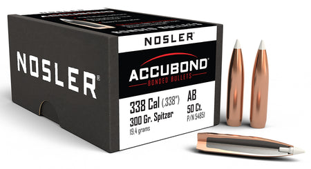 Nosler AccuBond .338 Caliber 300 Grain Bonded Core Spitzer Bullets 50/Box