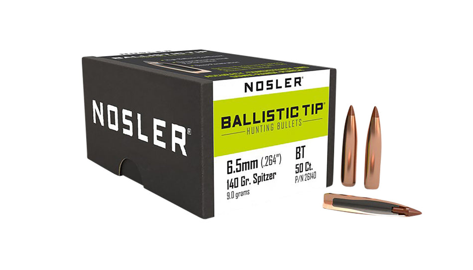 Nosler Ballistic Tip 6.5 Creedmoor 140 Grain Deer and Hog Hunting Bullets 50/Box