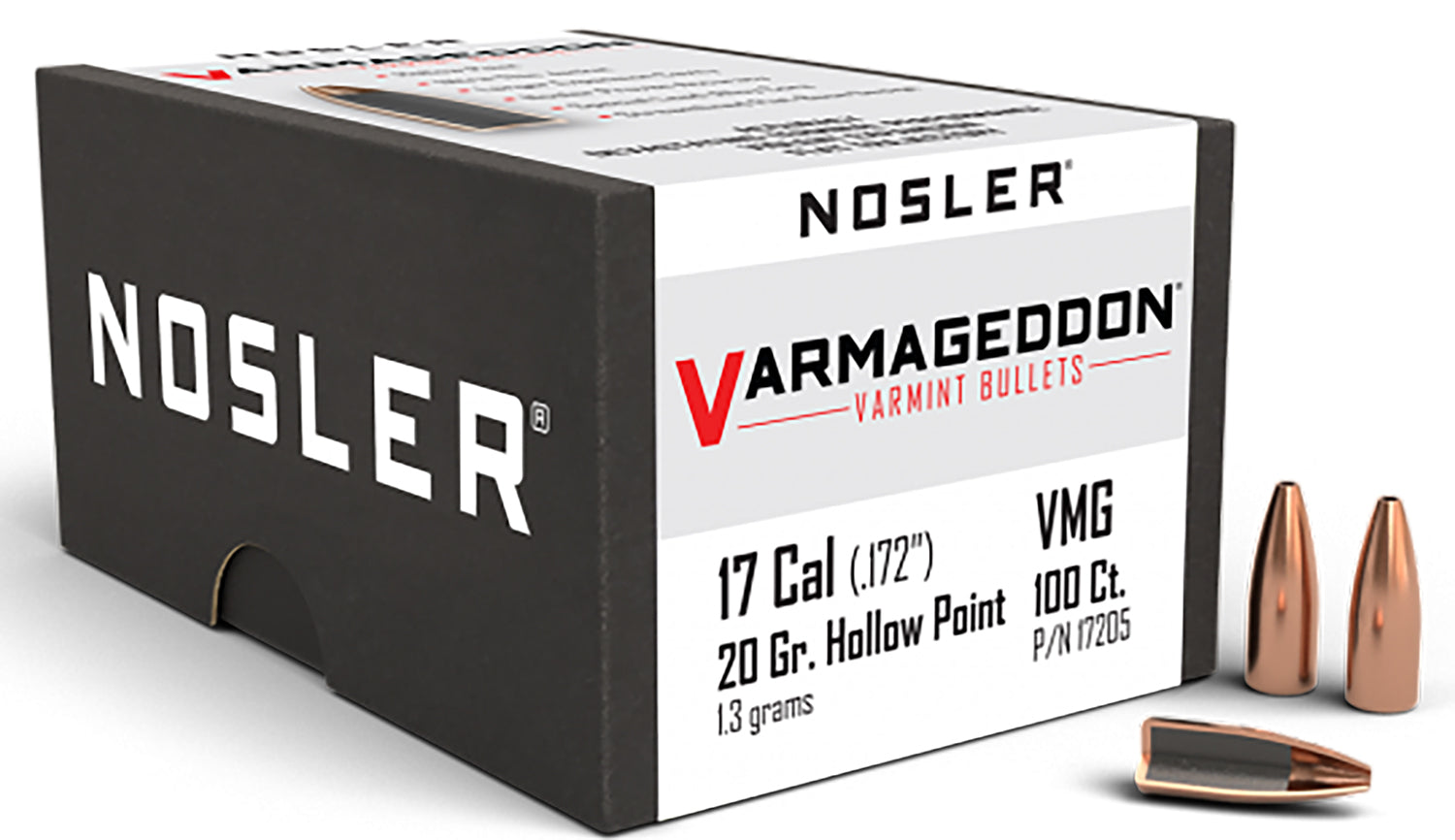 Nosler Varmageddon .17 Caliber 20 Grain Flat Base Hollow Point Bullets 100/Box