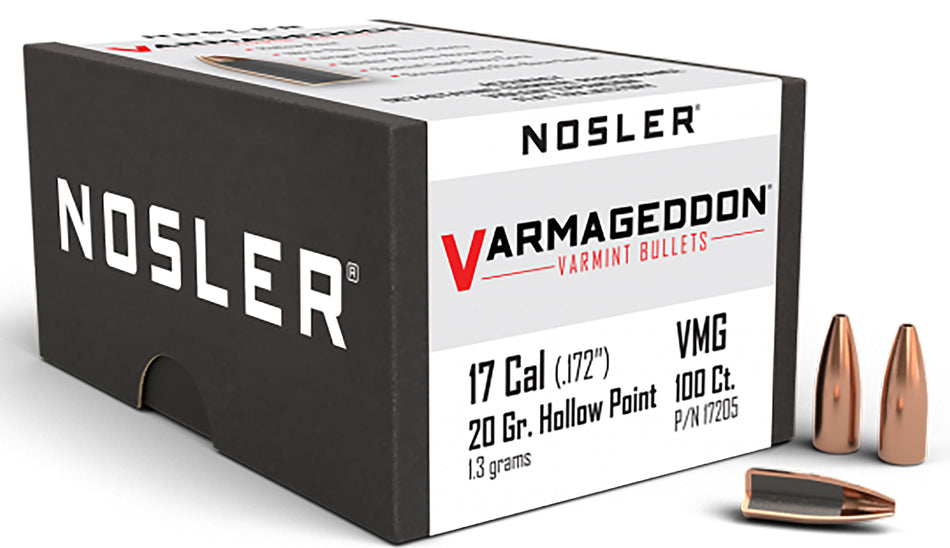 Nosler Varmageddon .17 Caliber 20 Grain Flat Base Hollow Point Bullets 100/Box