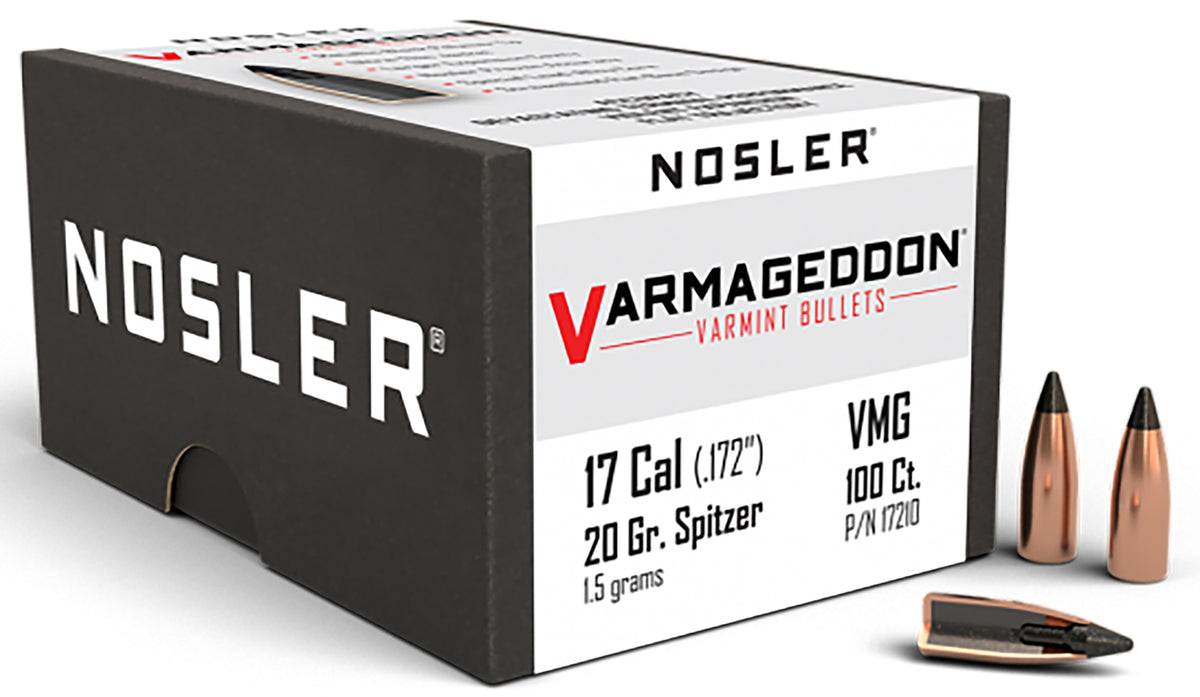 Nosler Varmageddon .17 Caliber 20 Grain Flat Base Tipped Bullets 100/Box
