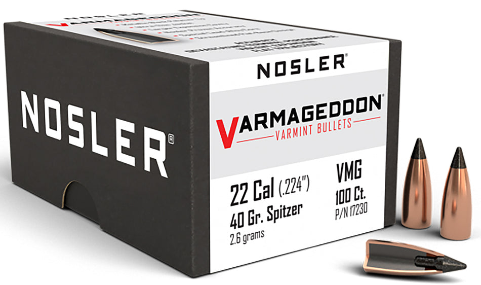 Nosler Varmageddon .22 Caliber 40 Grain Flat Base Tipped Bullets 100/Box