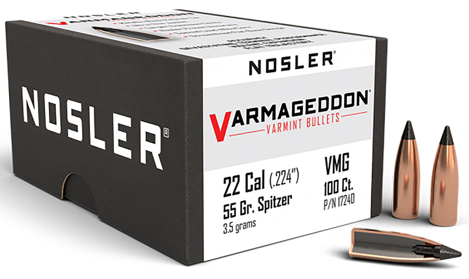 Nosler Varmageddon .22 Caliber 55 Grain Flat Base Tipped Bullets 100/Box