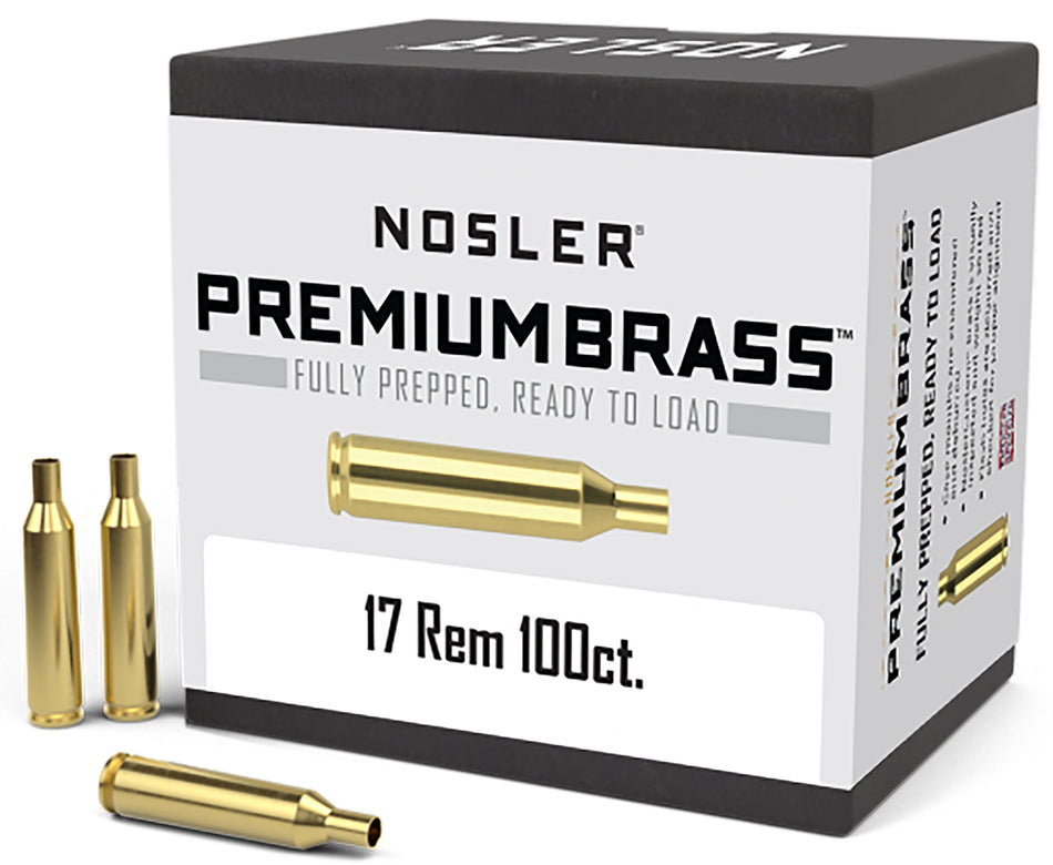 Nosler 10128 Custom Unprimed Cases 17 Rem Rifle Brass 100/Box