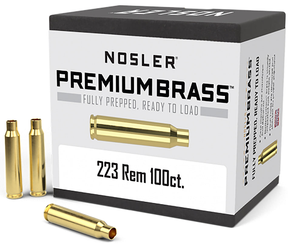 Nosler 10098 Custom Unprimed Cases 223 Rem Rifle Brass 100/Box