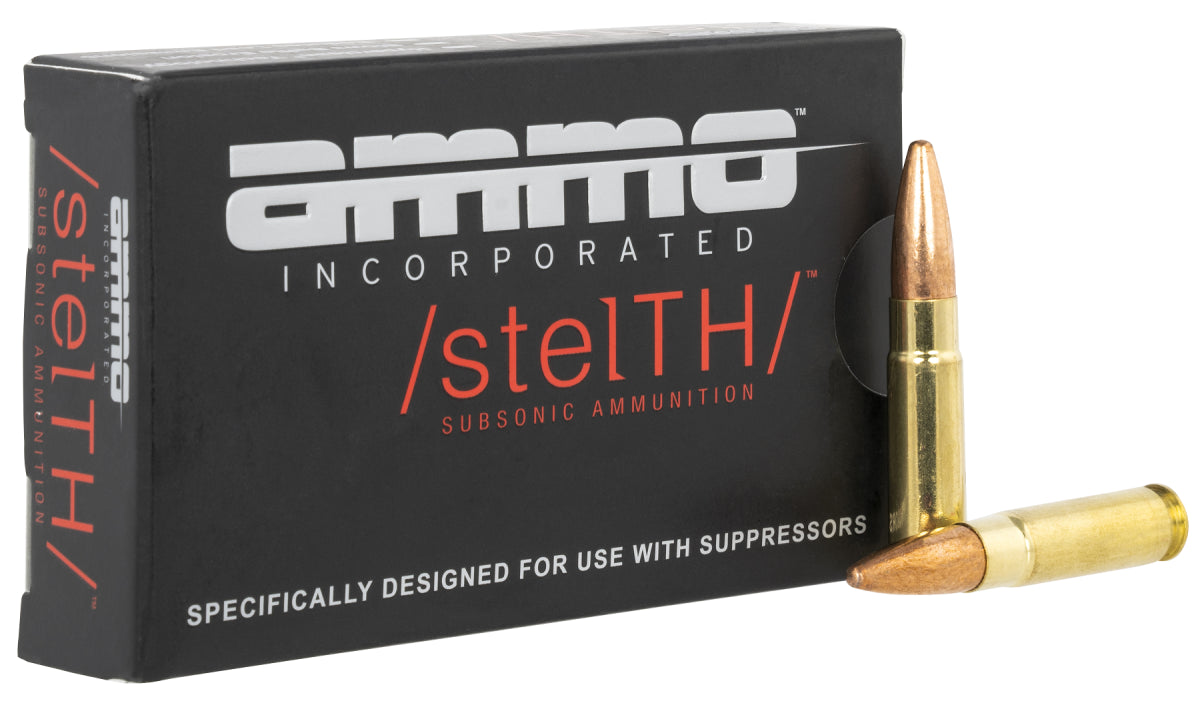 Ammo Inc .300 AAC Blackout 300B220TMCSTLA20 Subsonic stelTH Subsonic Total Metal Jacket TMJ 220 Grain