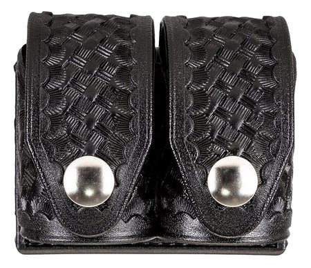 HKS Medium Double Revolver Speedloader Pouch Black Hytrel Velcro Belt Loop