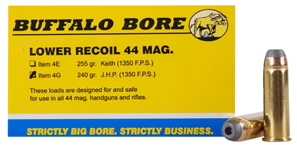 Buffalo Bore .44 Magnum 4G20 Low Recoil Jacketed Hollow Point JHP 240 Grain