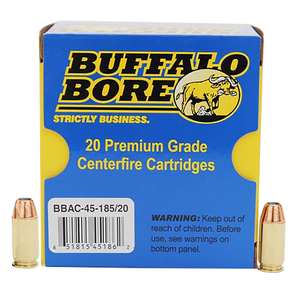 Buffalo Bore .45 ACP/Auto 4518520 Personal Defense Jacketed Hollow Point JHP 185 Grain