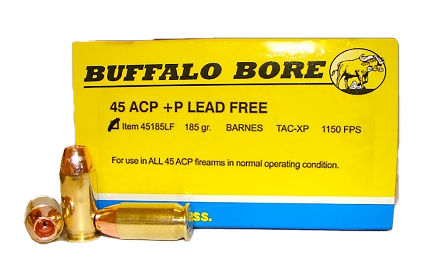 Buffalo Bore .45 ACP/Auto 45185LF20 +P Barnes TAC-XP Lead Free 185 Grain