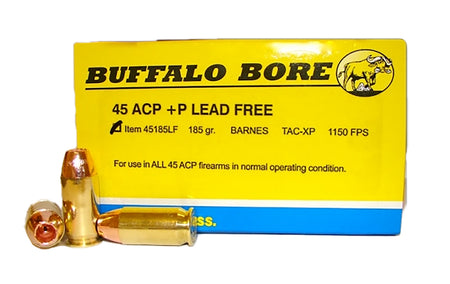 Buffalo Bore .45 ACP/Auto 45185LF20 +P Barnes TAC-XP Lead Free 185 Grain