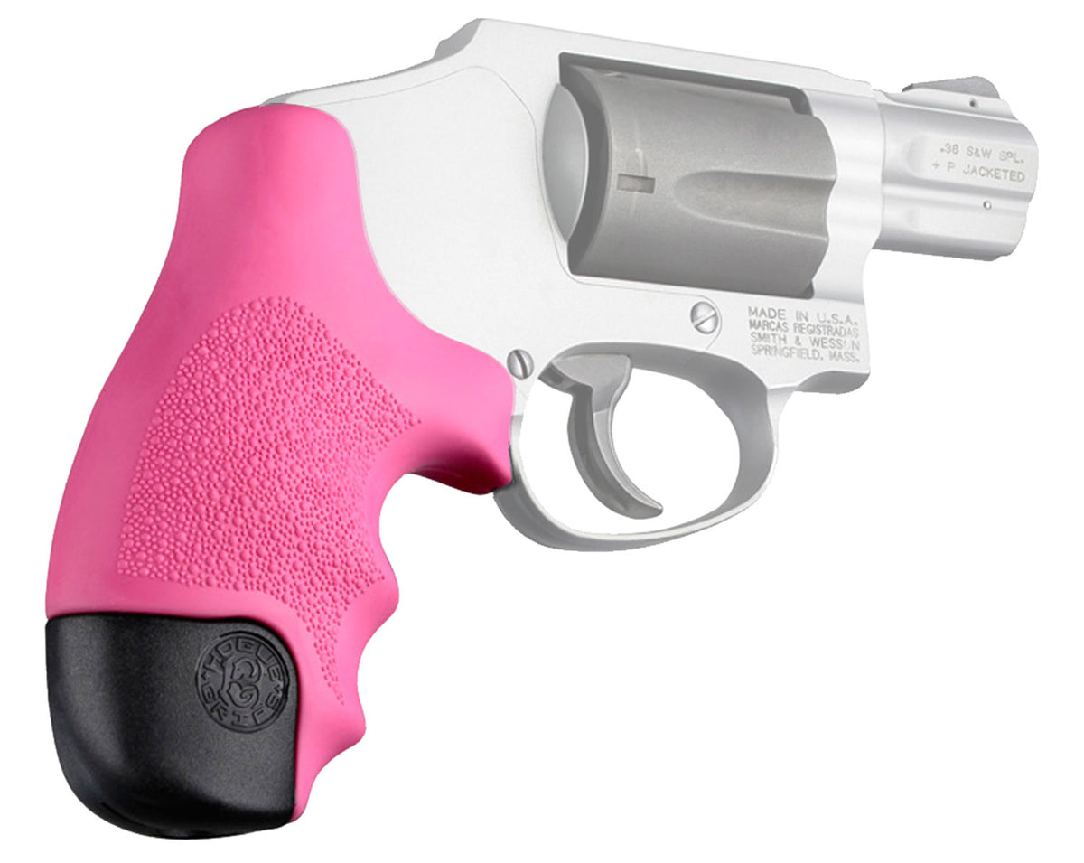 Hogue 60027 S&W J Frame Centennial Round Butt Bodyguard Pink Rubber Tamer OverMolded Grip Cobblestone