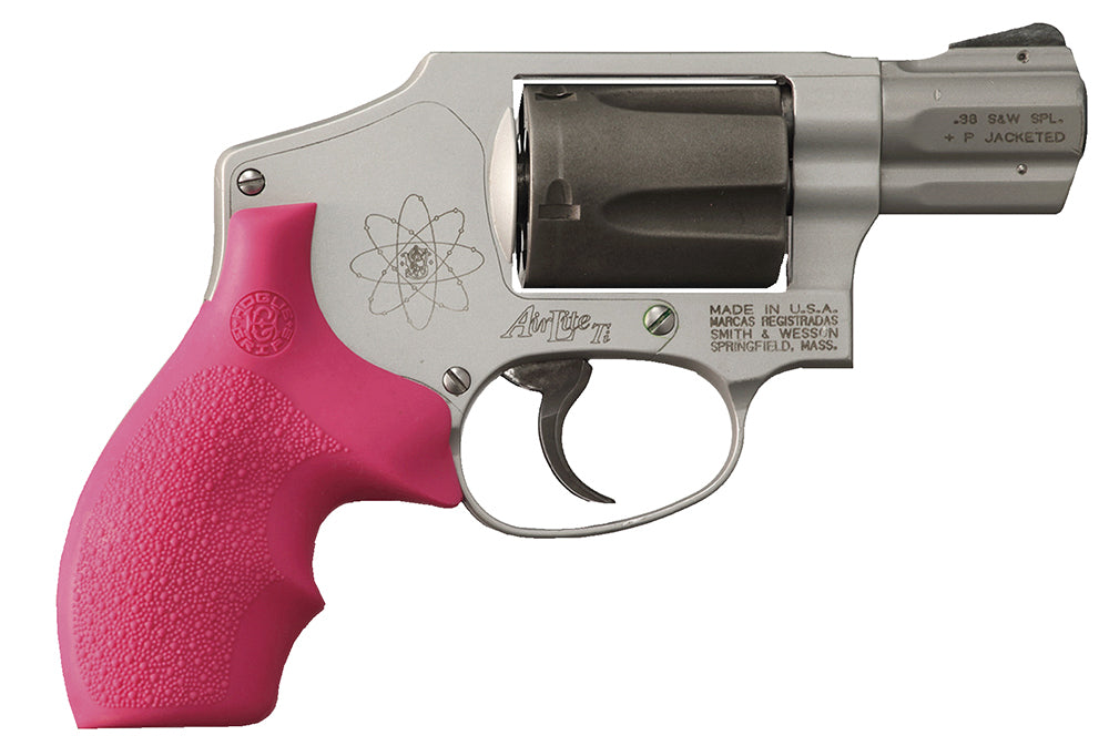 Hogue 61007 S&W J Frame Round Butt Pink Rubber Bantam Grip Cobblestone with Finger Grooves