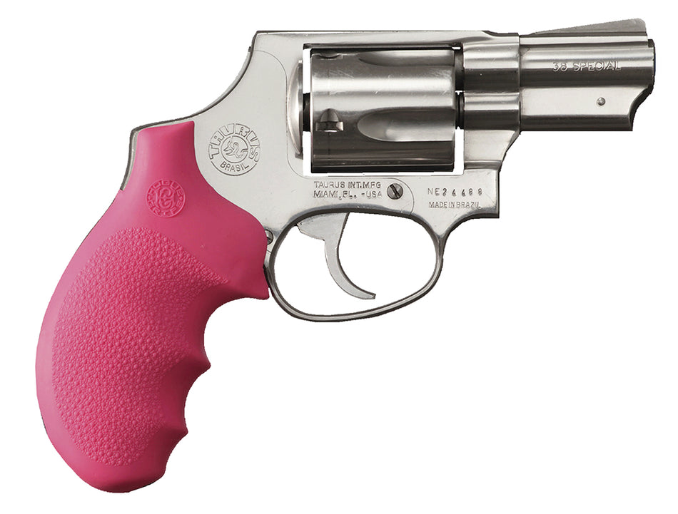 Hogue 67007 Taurus 85 Pink Rubber Cobblestone OverMolded Monogrip with Finger Grooves