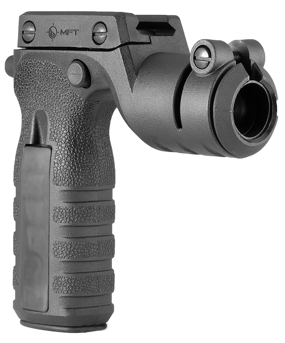 Mission First Tactical RTG Black Polymer React Vertical Grip with Integrated Torch Holder AR