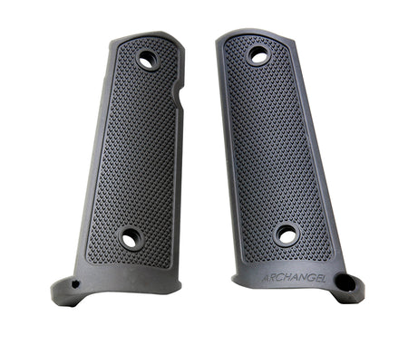 Archangel AA108 1911 Government Aluminum Grip Panels Black Anodized with Integral Magwell Funnel