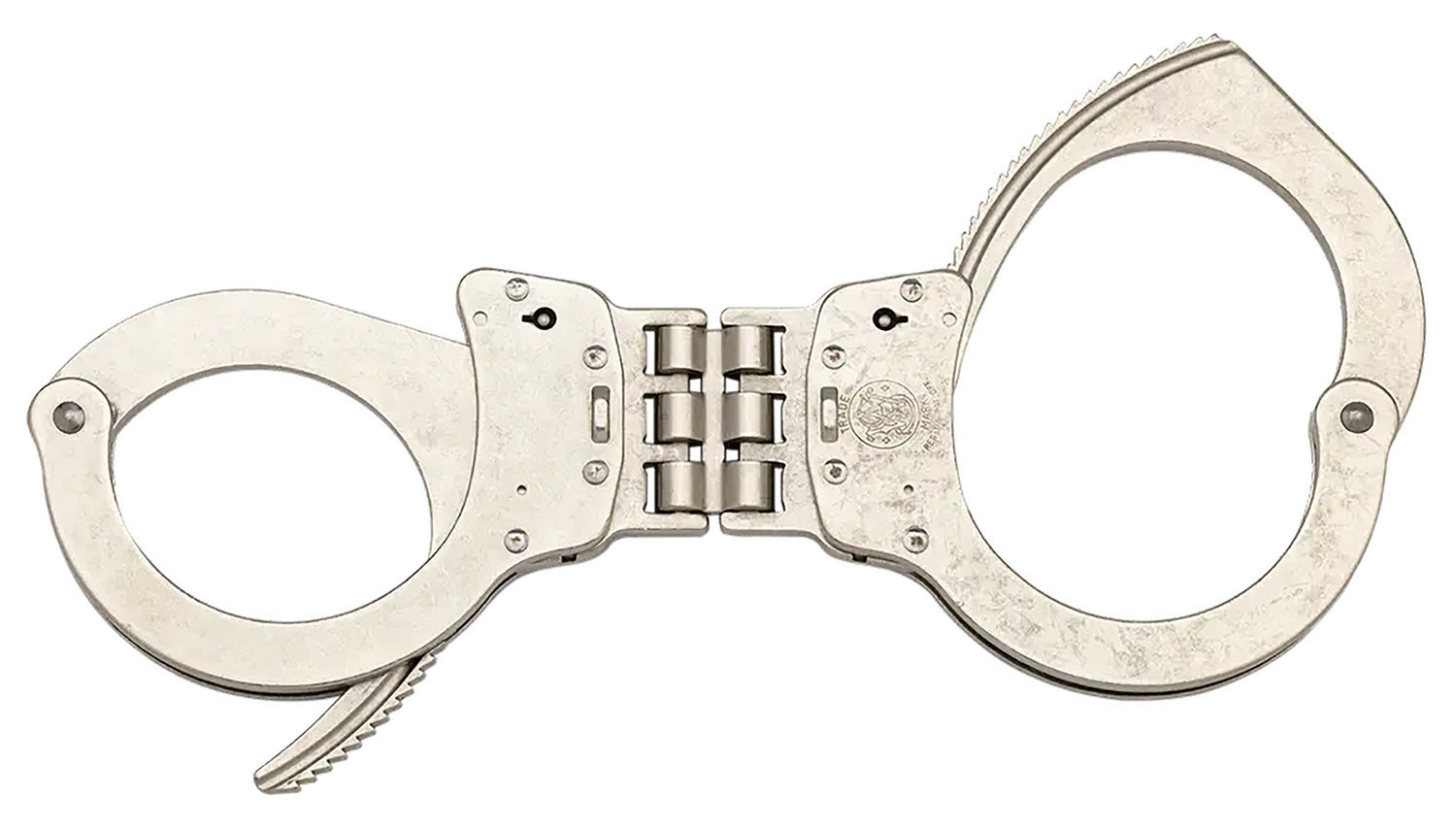 S&W 350133 1H-1 Universal Hinged Push Pin Nickel Carbon Steel Handcuffs