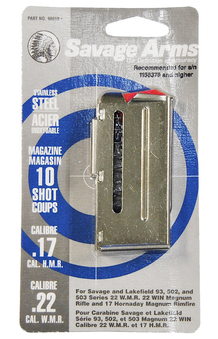 Savage Arms 90019 93 Series 10rd Stainless Magazine 17 HMR/22 WMR