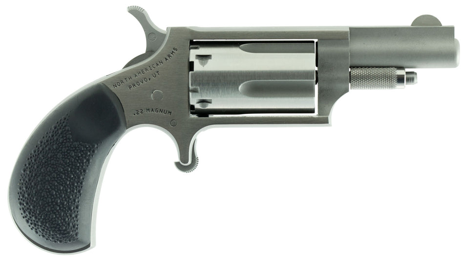 North American Arms Mini-Revolver .22 WMR 5-Shot, 1.63" Stainless Barrel, Black Rubber Grip