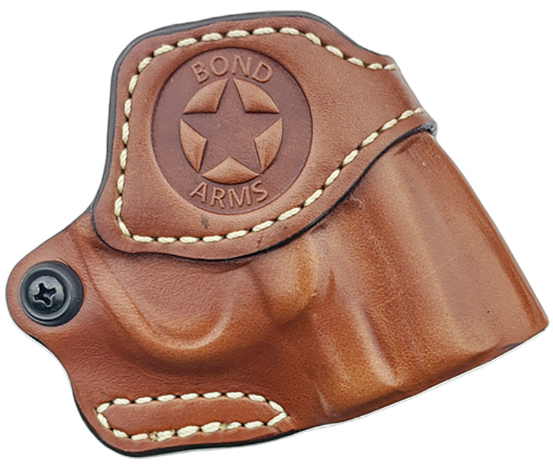 Bond Arms 3" Brl LH Cross Draw Leather Holster Brown with White Stitching